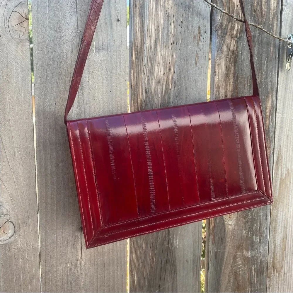 Vintage 1970's Eel Skin Hide and Chic Leather Shoulder Bag